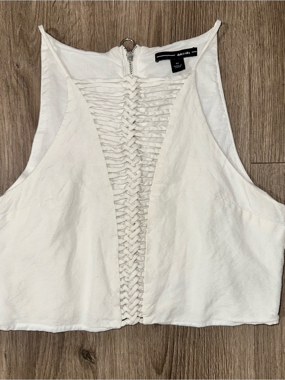 Dolce Vita White Braided Crop Top Linen Viscose XS